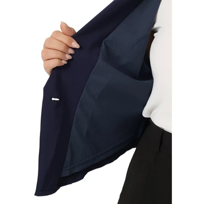 Agnes Orinda Women's Plus Size V Neck Button Notch Panel Formal Office Cropped Blazers - Image 4