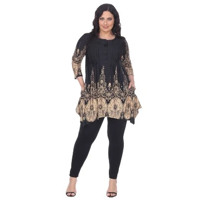 Women's Plus Size 3/4 Sleeve Printed Dulce Tunic Top - White Mark - Image 9