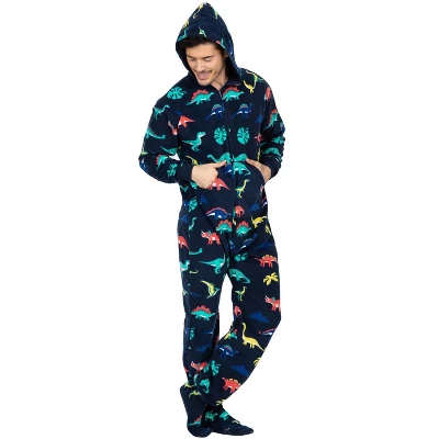 Footed Pajamas - Dinosaur Kingdom Adult Hoodie Fleece Onesie