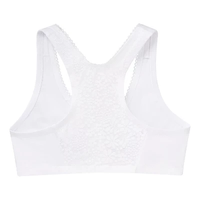 Glamorise Womens Front-Closure Cotton T-Back Comfort Wirefree Bra 1908 White - Image 4