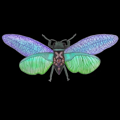 Women's Design By Humans Botanical Watercolor Cicada By MisoKnotty Racerback Tank Top