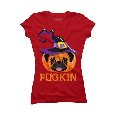 Junior's Design By Humans Pugkin Pumpin Halloween By Trantanphat95 T-Shirt - Image 6