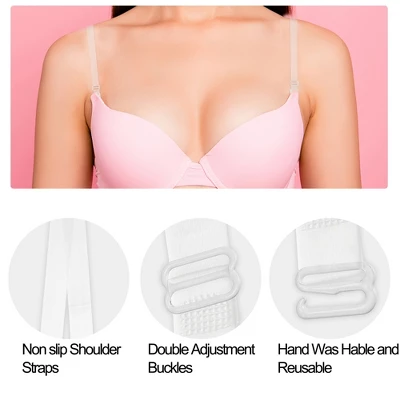 Unique Bargains ABS Non-Slip Adjustable Invisible Clear Bra Shoulder Strap Transparent 3 Pair - Image 2