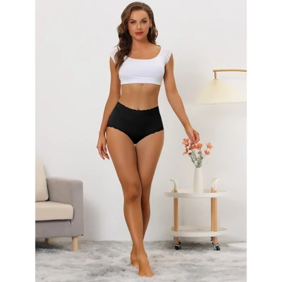 Allegra K Women's High Waist Tummy Control Comfortable Lace Trim Ribbed Briefs - Image 4