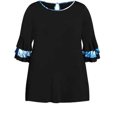 Women's Plus Size Gabby Bell Sleeve Tunic - Black | AVENUE STUDIO - Image 2