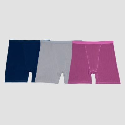 Fruit Of The Loom Women's 3pk Comfort Supreme Ribbed Boxer Briefs - Navy Blue/Gray/Magenta - Image 5