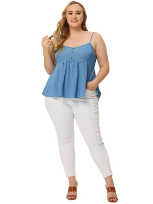 Agnes Orinda Plus Size Camisole For Women Peplum Adjustable Strap Tank Tops - Image 2