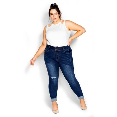 Women's Plus Size Harley Turn Up Jean - Indigo | CITY CHIC - Image 5
