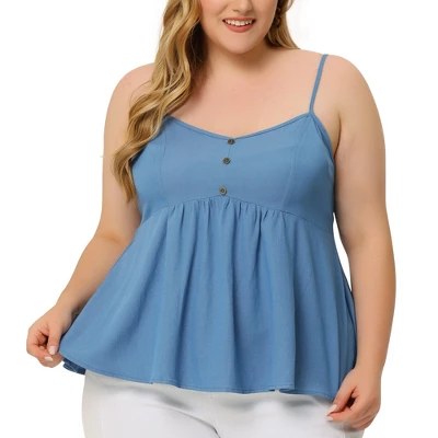 Agnes Orinda Plus Size Camisole For Women Peplum Adjustable Strap Tank Tops - Image 6