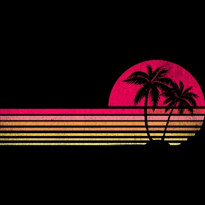 Junior's Design By Humans Retro Palm Tree Sun Rise By TheEightTees T-Shirt