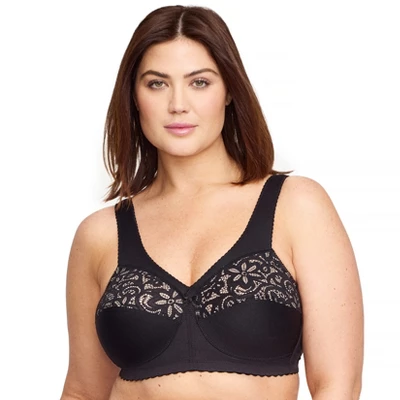 Glamorise Womens MagicLift Cotton Support Wirefree Bra 1001 Black - Image 5