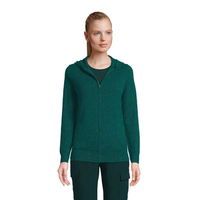 Lands' End Women's Cashmere Front Zip Hoodie Sweater - Image 5