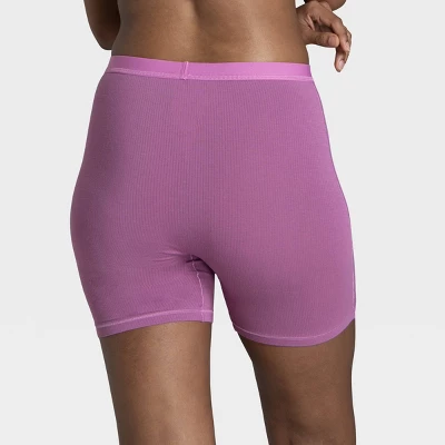 Fruit Of The Loom Women's 3pk Comfort Supreme Ribbed Boxer Briefs - Navy Blue/Gray/Magenta - Image 3