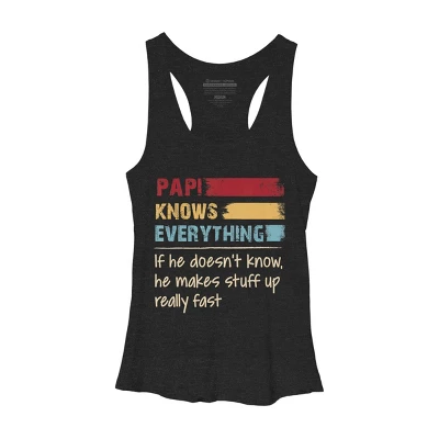 Women's Design By Humans Papi Knows Everything, If Not Makes Stuff Up By HoangCathrine Racerback Tank Top - Image 2