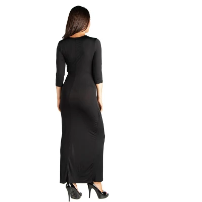 24seven Comfort Appare Fitted V-Neck Maxi Masternity Dress - Image 2
