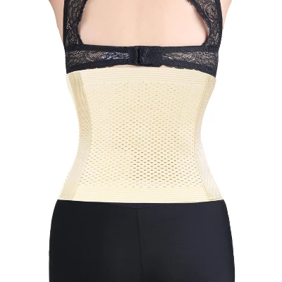 Unique Bargains Mesh Breathable Postpartum Belly Abdominal Shaping Belt Waist Wrapping Shaper Cincher Corset Shapewear Beige L - Image 2