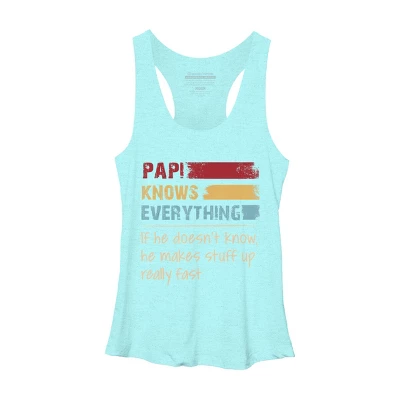 Women's Design By Humans Papi Knows Everything, If Not Makes Stuff Up By HoangCathrine Racerback Tank Top - Image 3