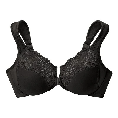 Glamorise Womens WonderWire Front-Closure Underwire Bra 1245 Black - Image 3