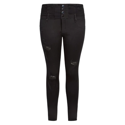Women's Plus Size Asha Rip Corset Jean - Black | CITY CHIC - Image 2