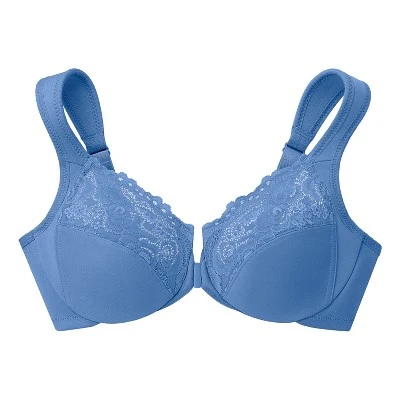 Glamorise Womens WonderWire Front-Closure Underwire Bra 1245 Blue - Image 3