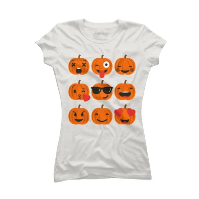Junior's Design By Humans Halloween Pumpkins Emoji By Honeytree T-Shirt - Image 9