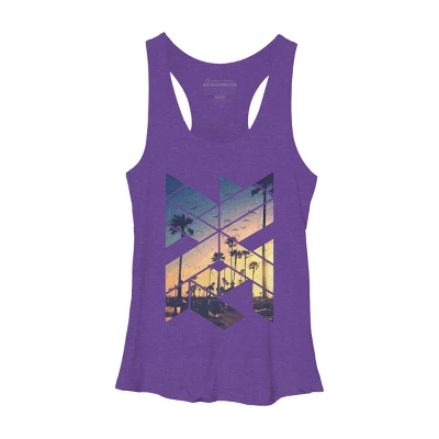 Women's Design By Humans Vintage Palm Beach Geometric By Magnussons Racerback Tank Top - Image 8