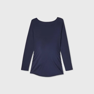 Long Sleeve Boat Neck Side Shirred Maternity T-Shirt - Isabel Maternity By Ingrid & Isabel™ - Image 2