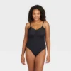 ASSETS By SPANX Women's Lace Trim Thong Bodysuit - Black
