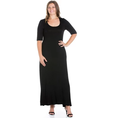 24seven Comfort Apparel Womens Plus Size Elbow Length Sleeve Maxi Dress - Image 4