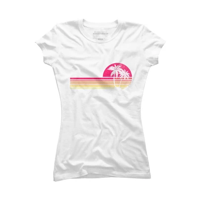 Junior's Design By Humans Retro Palm Tree Sun Rise By TheEightTees T-Shirt - Image 4