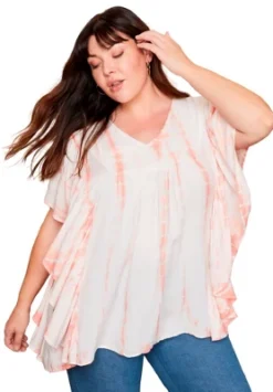 June + Vie By Roaman's Women’s Plus Size Flutter-Sleeve Swing Blouse