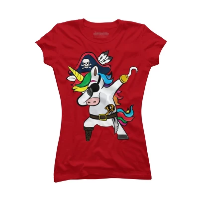 Junior's Design By Humans Dabbing Dance Pirate Unicorn Gifts Funny Halloween Costume Gift By Lukesstore T-Shirt - Image 6