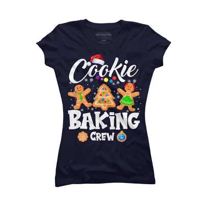 Junior's Design By Humans Cookie Baking Crew Christmas By NekoShop T-Shirt - Image 4