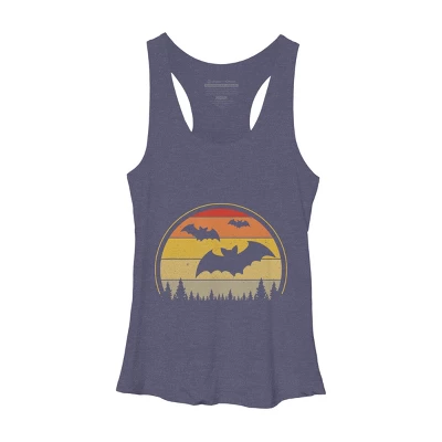 Women's Design By Humans Vintage Retro Vampire Bats Halloween Costume By Chos Racerback Tank Top - Image 4