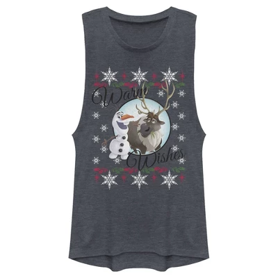 Junior's Frozen Christmas Warm Wishes Festival Muscle Tee - Image 2