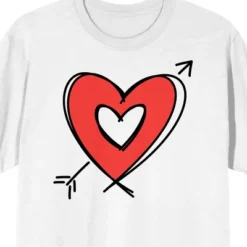Bioworld Valentine's Day Arrow Heart Crew Neck Short Sleeve Women's White T-shirt