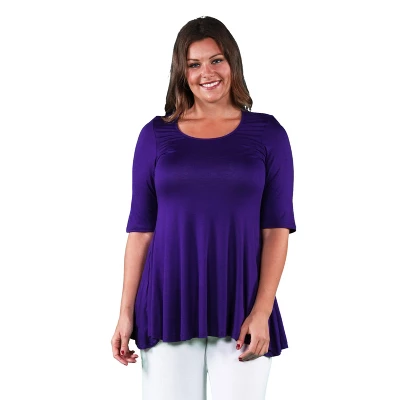 24seven Comfort Apparel Womens Plus Size Elbow Swing Tunic Top - Image 12