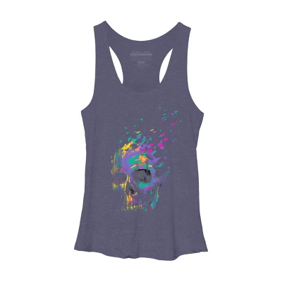 Women's Design By Humans Defragged Colorful Skull By DBHOriginals Racerback Tank Top - Image 2