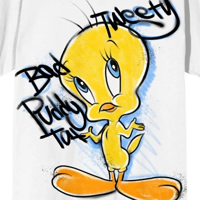 Looney Tunes Graffitti Tweety Women's White T-shirt