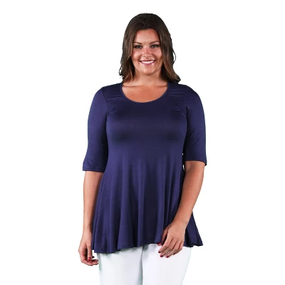 24seven Comfort Apparel Womens Plus Size Elbow Swing Tunic Top - Image 10