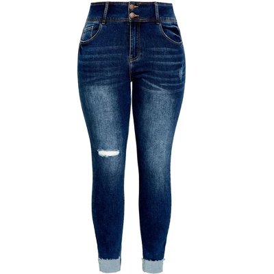 Women's Plus Size Harley Turn Up Jean - Indigo | CITY CHIC - Image 3