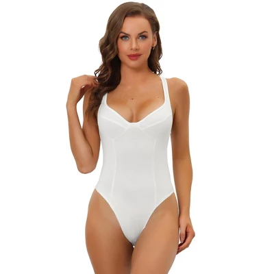 Allegra K Women's Deep V Neck Tummy Control Full Leotard Jumpsuits - Image 6