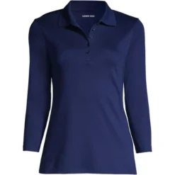 Lands' End Women's Tall Supima Cotton 3/4 Sleeve Polo Shirt