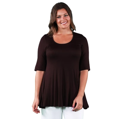 24seven Comfort Apparel Womens Plus Size Elbow Swing Tunic Top - Image 6