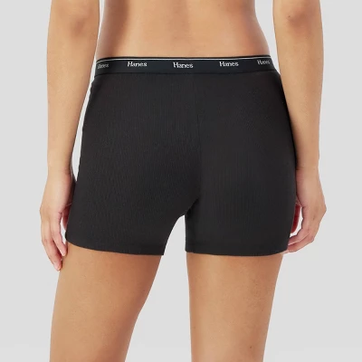 Hanes Women's 4pk Originals Boxer Briefs - White/Red/Black - Image 4