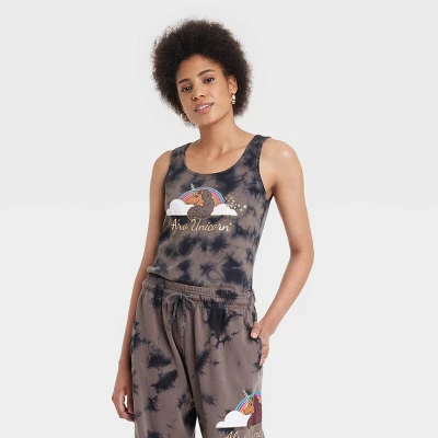 Women's Afro Unicorn Graphic Tank Top - Brown Tie-Dye - Image 3