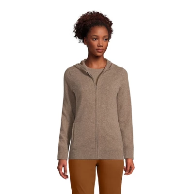 Lands' End Women's Cashmere Front Zip Hoodie Sweater - Image 6