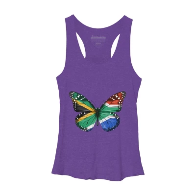 Women's Design By Humans Butterfly Flag Of South Africa By GiftsIdeas Racerback Tank Top - Image 3