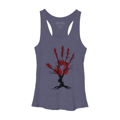 Women's Design By Humans Halloween Tree By AisenArt Racerback Tank Top - Image 10