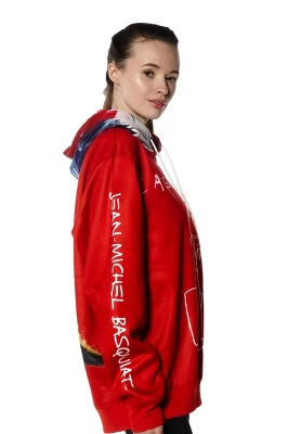 Members Only - Women's Basquiat X Members Only Hoodie Oversized Jacket - Red - Image 3